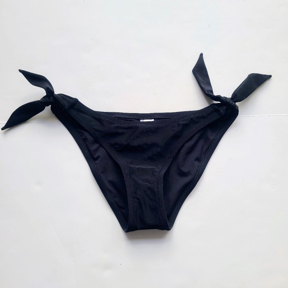 J. Crew Factory Black Side Tie Bikini Bottoms Size Small Style No. J0581 - New